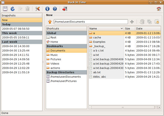 Back in time Linux