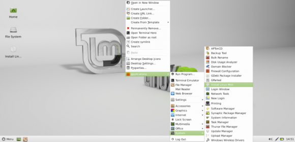 Mint 13 Xfce live desktop